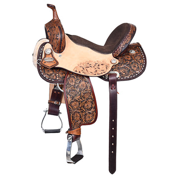 Hilason Western Horse Flex Tree Barrel Trail In American Leather Saddle Brown